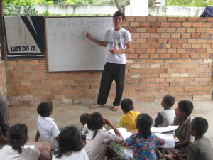 Ravy teaching at Orphanage